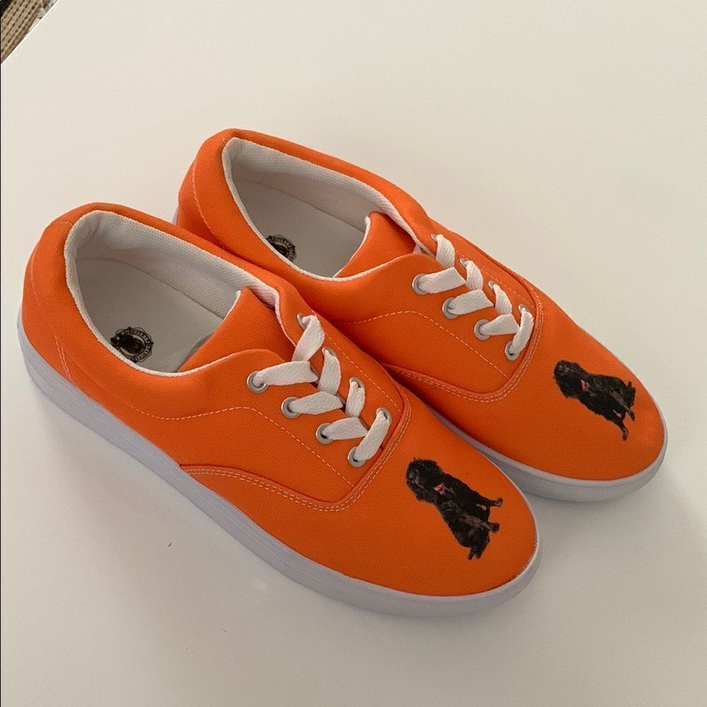 Animal Rescue Orange Slip-On Shoes Spaniel Print Size 7,5